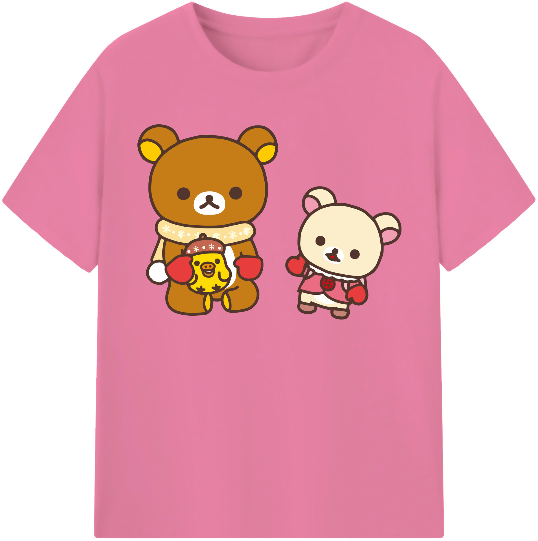 （画像用） リラックマ リラックマ キイロイトリ Rilakkuma Korilakkuma Kiiroitori 綿100％半袖Tシャツ（フロントプリント）